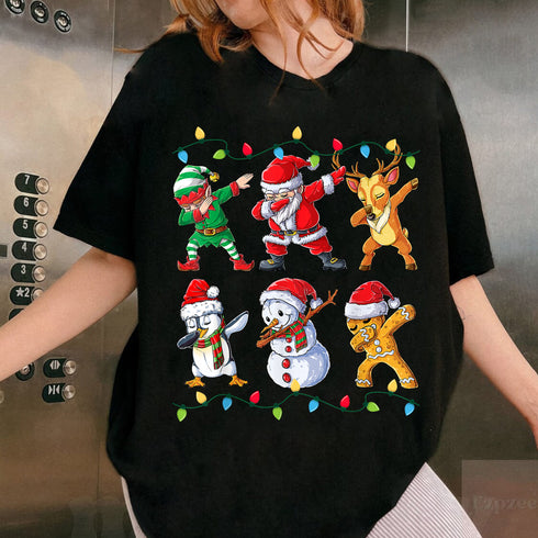 Dabbing Santa and Elf Friends Christmas T-Shirt for Boys Girls and Men Fun Xmas Shirt - 48