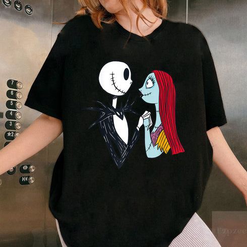 Nightmare Before Christmas Jack and Sally Graphic T-Shirt Unisex Casual Tee Shirt - 9