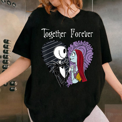 Nightmare Before Christmas Jack and Sally Together Graphic T-Shirt for Adults - 8