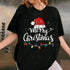 Merry Christmas Lights Red Santa Hat T-Shirt Holiday Gift for Family Men and Women - 6
