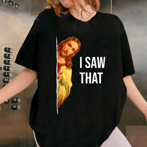Funny Jesus Meme Classic T-Shirt for Men and Women Black Crew Neck Cotton Tee - 3