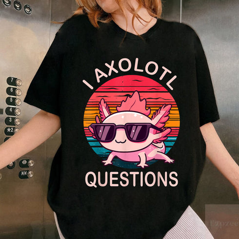 Funny Axolotl T-Shirt with Sunglasses Cute Amphibian Gift for Men Women and Teens - 5