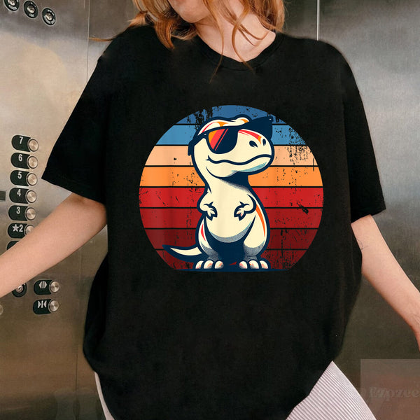 Funny Dinosaur T Rex Retro Graphic Tee Shirt for Men and Women Novelty Gift Apparel - 2