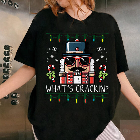 Funny Christmas Nutcracker Whats Crackin T-Shirt Xmas Holiday Tee for Men and Women - 8