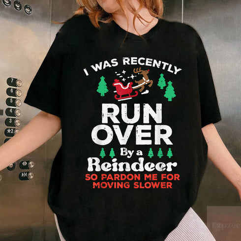 Funny Christmas Reindeer Runover T-Shirt Holiday Novelty Gift for Men and Women - 6