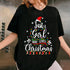 Merry Christmas Just a Girl Who Loves Christmas Tree Graphic Holiday T-Shirt for Women - 2