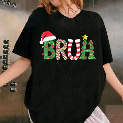 Bruh Funny Christmas Shirt for Boys and Women Holiday Graphic Tee Gift Clothing - 6