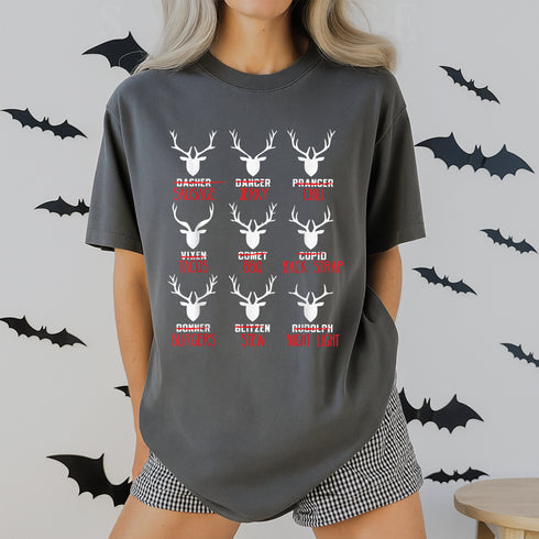 Funny Christmas Deer Hunters T-Shirt All of Santas Reindeer Holiday Gift for Men and Women - 5
