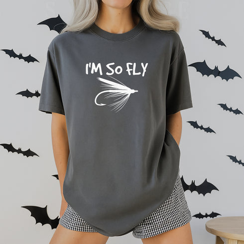 Funny Fly Fishing T-Shirt Im So Fly Fisherman Gift for Men and Women Casual Outdoor Tee - 3
