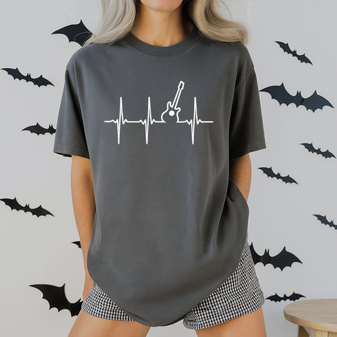 Classic Black Guitar T-Shirt for Music Lovers Unisex Adult Short Sleeve Round Neck Small - 5