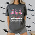 Merry Christmas Santa Flamingo Hat T-Shirt Holiday Snowy Xmas Party Graphic Tee - 8
