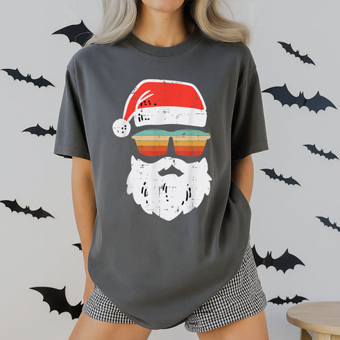 Santa Face Retro Sunglasses Christmas T-Shirt Holiday Gift for Men and Women - 5