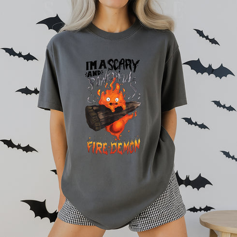 Scary and Powerful Fire Demon T-Shirt for Halloween Costume and Gothic Style Fans - 3