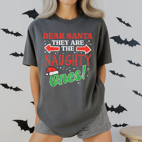 Dear Santa They Naughty Ones Christmas T-Shirt for Men Women Boys and Girls Holiday Tee - 7