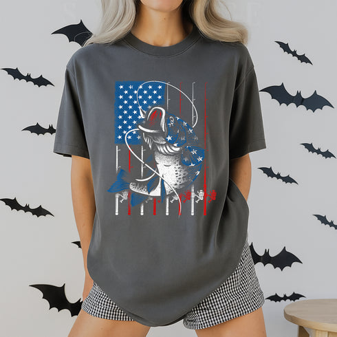 USA Flag Fishing T-Shirt for Men and Women Patriotic Fish Gift for Fishing Lovers - 6