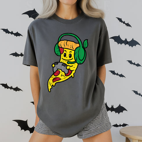 Gamer Pizza Video Game T-Shirt Funny Food Graphic Tee for Men Boys Teens Youth - 48