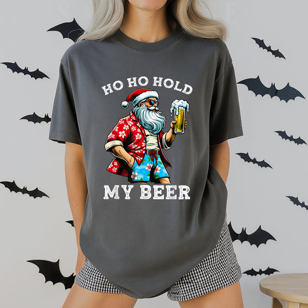 Funny Santa With Sunglasses and Beer Christmas in July T-Shirt Holiday Party Novelty Tee - 2