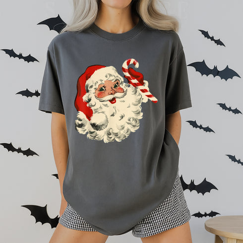 Vintage Christmas Santa Claus Face Funny Old Fashioned Holiday Graphic Xmas T-Shirt - 8