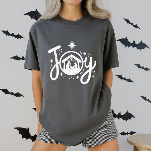 Christian Christmas Nativity Scene T-Shirt Joyful Faith and Family Holiday Graphic Tee - 3