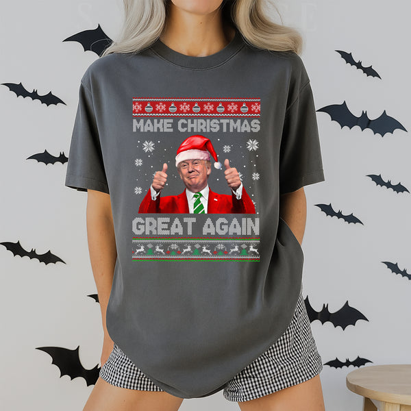 Make Christmas Great Again Funny Trump Pajama Ugly T-Shirt Holiday Novelty Gift - 2