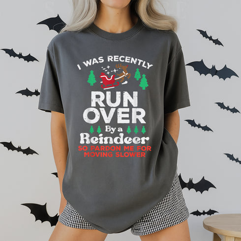 Funny Christmas Reindeer Runover T-Shirt Holiday Novelty Gift for Men and Women - 8