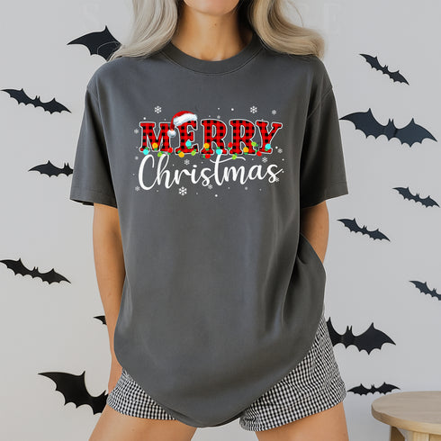 Merry Christmas Buffalo Plaid Red Santa Family Matching Xmas Pajamas T-Shirt - 5