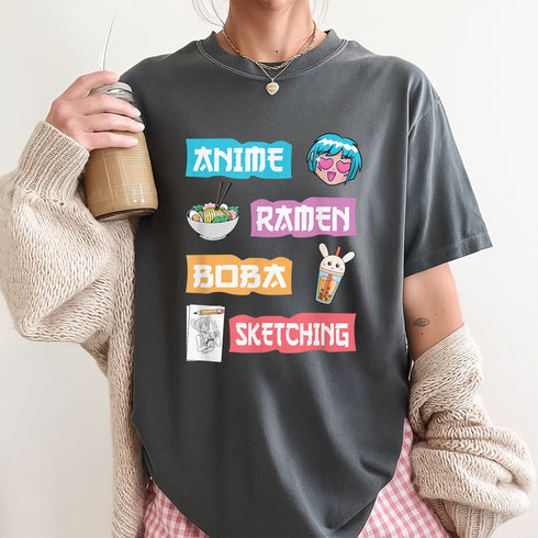 Kawaii Anime Manga T-Shirt Gift Ideas for Teen Girls and Women Cute Anime Lover Merch Blac - 7