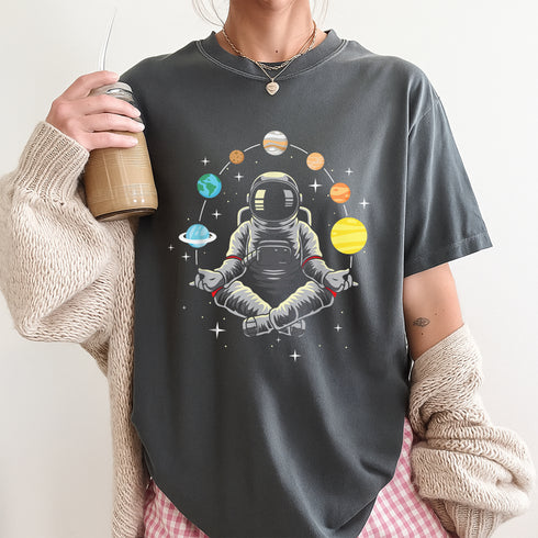 Meditating Astronaut Galaxy Spaceman Cosmos T-Shirt for Space Lovers and Astronomy Fans - 48