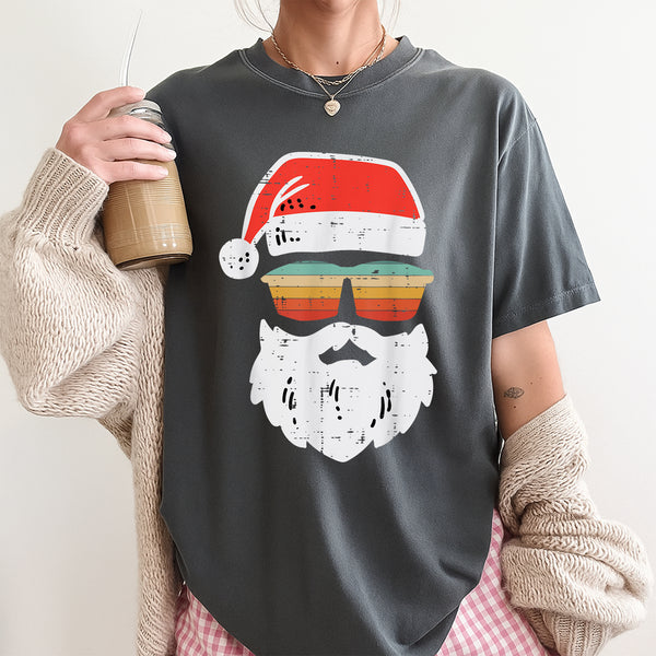 Santa Face Retro Sunglasses Christmas T-Shirt Holiday Gift for Men and Women - 2
