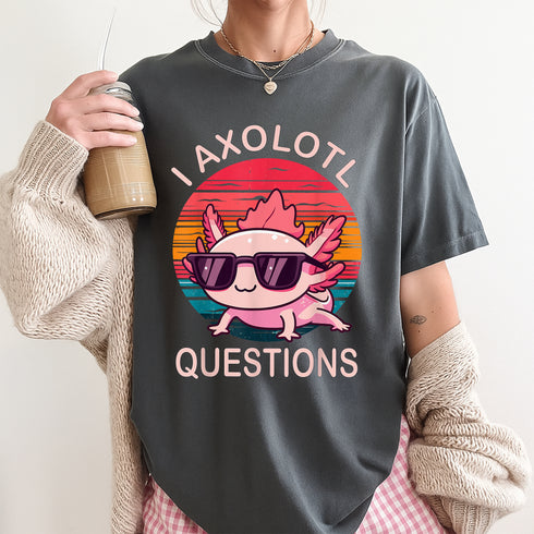 Funny Axolotl T-Shirt with Sunglasses Cute Amphibian Gift for Men Women and Teens - 6
