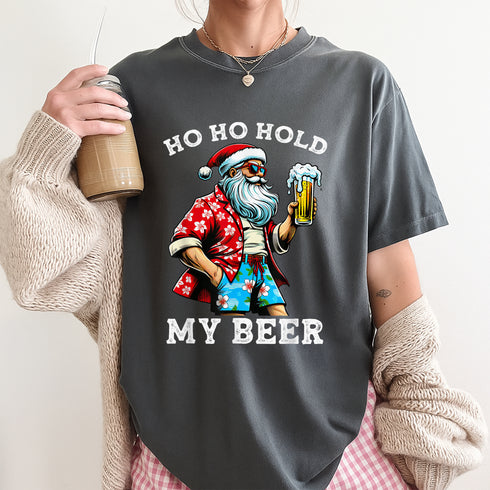 Funny Santa With Sunglasses and Beer Christmas in July T-Shirt Holiday Party Novelty Tee - 9