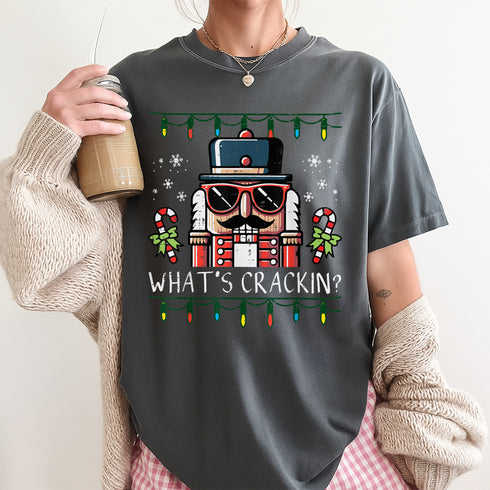 Funny Christmas Nutcracker Whats Crackin T-Shirt Xmas Holiday Tee for Men and Women - 9