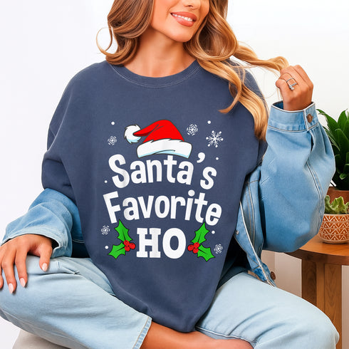 Funny Christmas Santa Naughty Ho Pajama T-Shirt Black Unisex Adult Cotton Polyester Small - 4