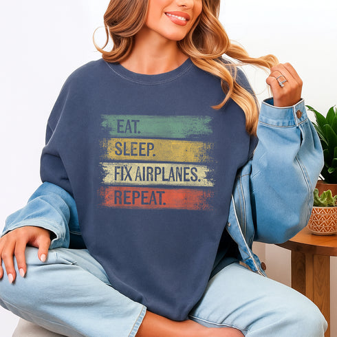 Eat Sleep Fix Airplanes Repeat Funny Aircraft Mechanic T-Shirt Gift for Aviation Lovers - 8