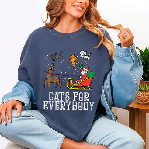 Funny Christmas Cat Santa T-Shirt for Women Cute Holiday Cats Xmas Tee Gift - 7