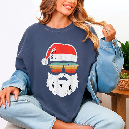 Santa Face Retro Sunglasses Christmas T-Shirt Holiday Gift for Men and Women - 9