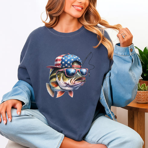 Funny Fishing T Shirt with American Flag Fisherman Gift Outfit for Men and Women - 7