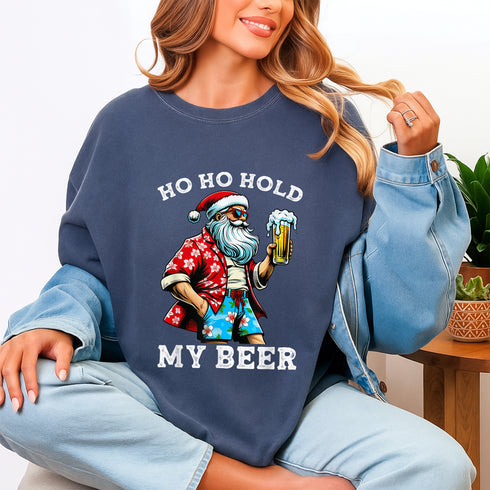 Funny Santa With Sunglasses and Beer Christmas in July T-Shirt Holiday Party Novelty Tee - 5