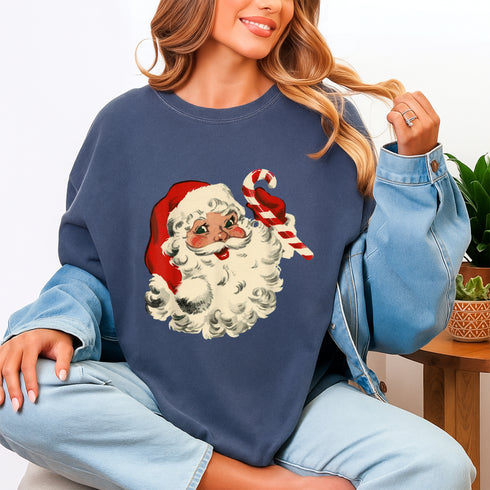Vintage Christmas Santa Claus Face Funny Old Fashioned Holiday Graphic Xmas T-Shirt - 48