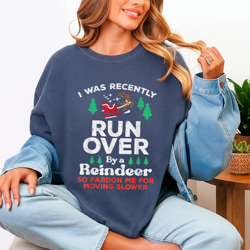 Funny Christmas Reindeer Runover T-Shirt Holiday Novelty Gift for Men and Women - 9