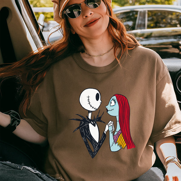 Nightmare Before Christmas Jack and Sally Graphic T-Shirt Unisex Casual Tee Shirt - 2