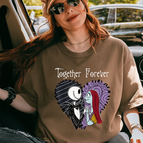 Nightmare Before Christmas Jack and Sally Together Graphic T-Shirt for Adults - 3