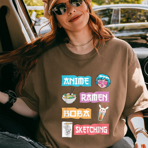 Kawaii Anime Manga T-Shirt Gift Ideas for Teen Girls and Women Cute Anime Lover Merch Blac - 2