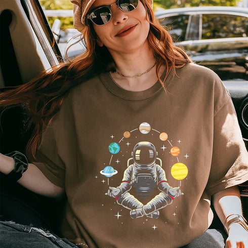 Meditating Astronaut Galaxy Spaceman Cosmos T-Shirt for Space Lovers and Astronomy Fans - 4