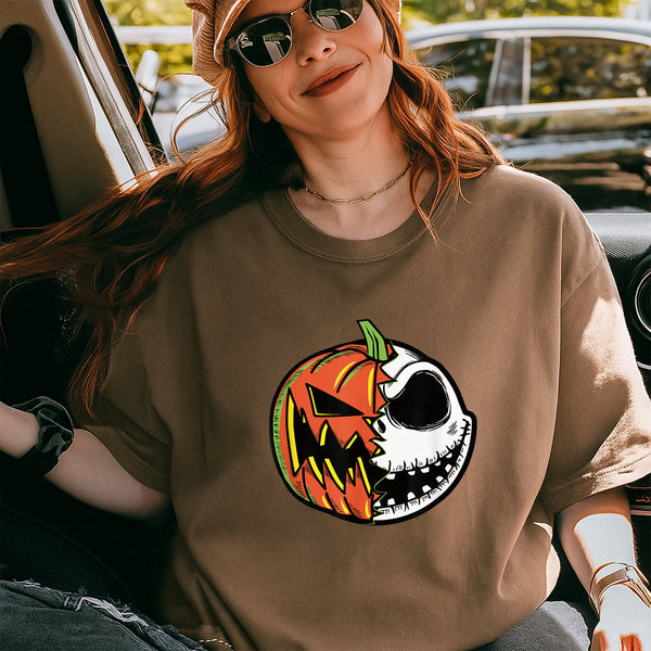 Nightmare Before Christmas Pumpkin Face Short Sleeve T-Shirt for Adults Unisex Casual Tee - 2