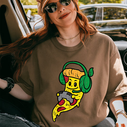 Gamer Pizza Video Game T-Shirt Funny Food Graphic Tee for Men Boys Teens Youth - 6