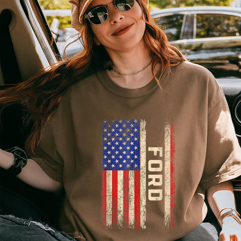 Ford Last Name American Flag T-Shirt Patriotic Family Reunion Gift Mens Womens Tee - 4
