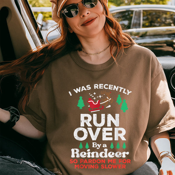 Funny Christmas Reindeer Runover T-Shirt Holiday Novelty Gift for Men and Women - 2