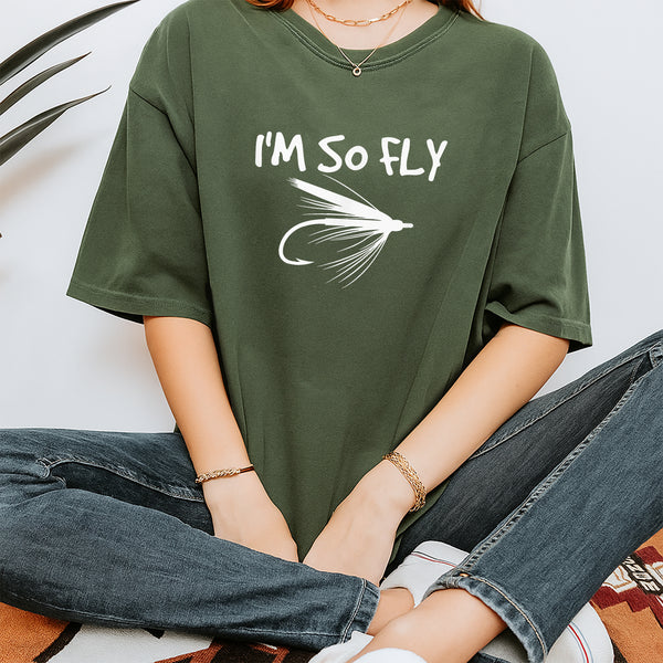 Funny Fly Fishing T-Shirt Im So Fly Fisherman Gift for Men and Women Casual Outdoor Tee - 2