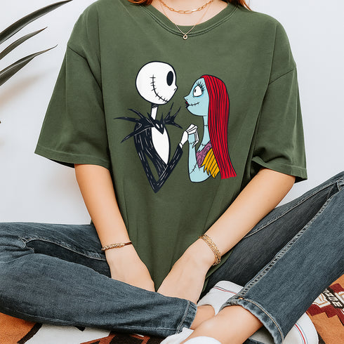 Nightmare Before Christmas Jack and Sally Graphic T-Shirt Unisex Casual Tee Shirt - 8